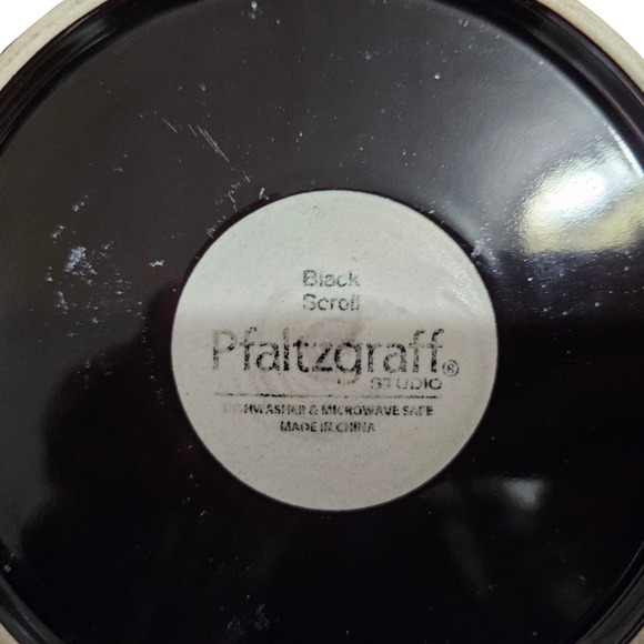Pfaltzgraff Studio Black Scroll 10.5" Dinner Plate Tan with Black Swirl Pattern - Picture 3 of 3